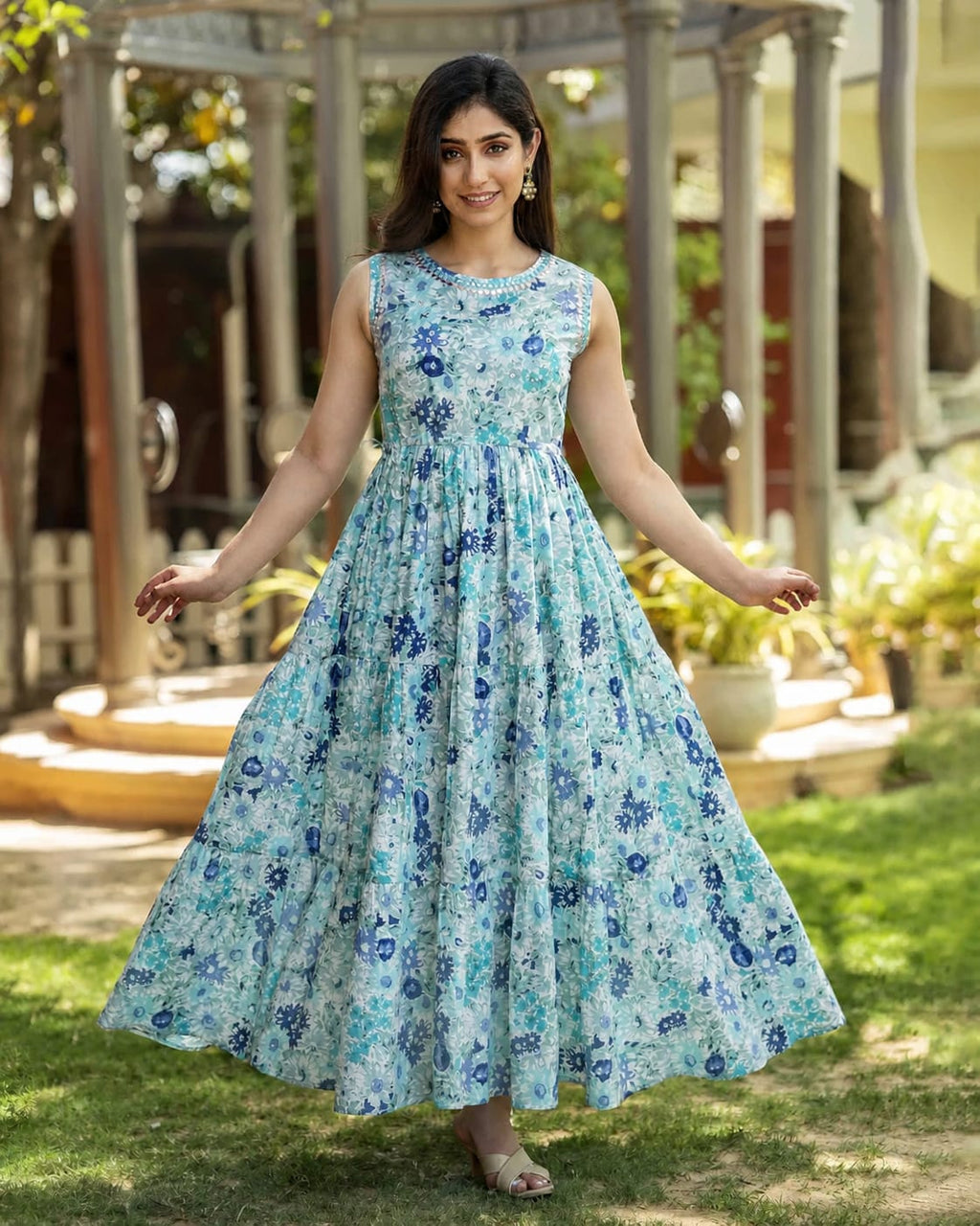 Traditional Sleeveless Kurti Gown with Modern Style